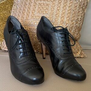 Cole Haan/Nike Black Leather Lace-Up Heels - Vintage